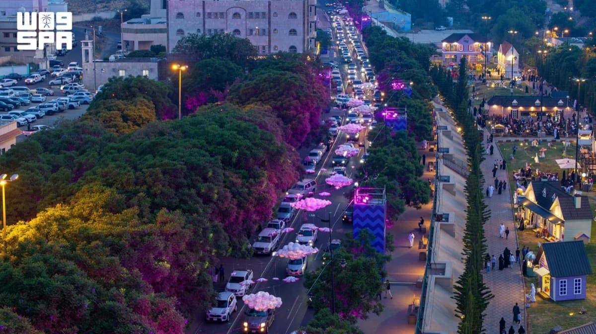 Art Street in Abha Highlights Asir's Summer Vibrancy with Light and Visitors