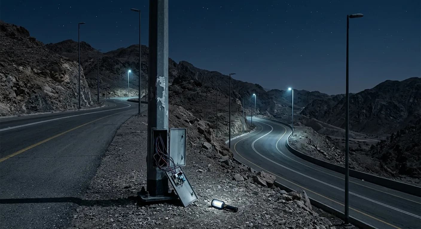 Theft of Dead Sea Road lights in Al-Unsayeh