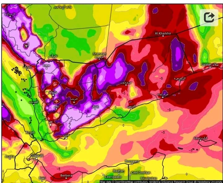 Low-pressure system causes floods in Yemen