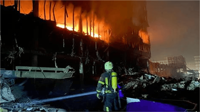 Drone attack causes fire in Kyiv building
