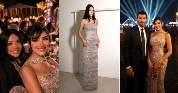 مي عمر تتألق بفستان فضي في زفاف عماد زيادة