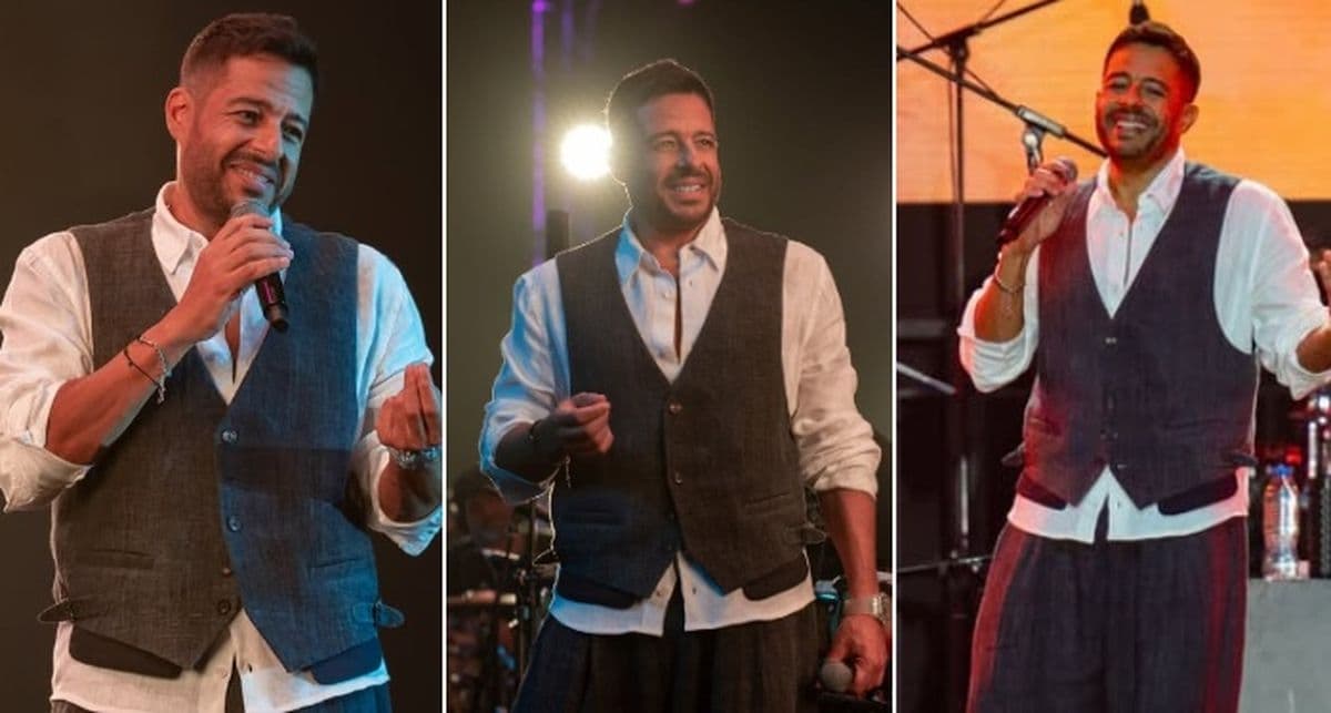 Mohamed Hamaki in casual style at Abu Dhabi concert