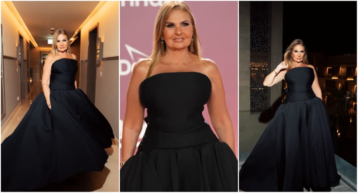 يسرا تظهر بفستان أسود في مهرجان الجونة