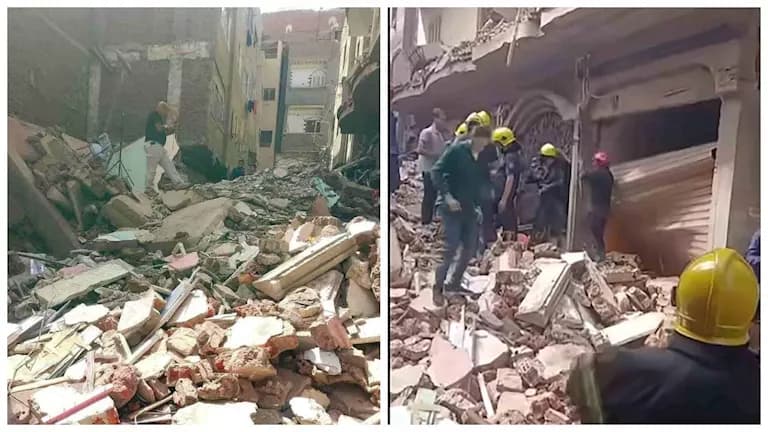 بالصور: انتشال جثتي ضحايا عقار المحلة المنهار