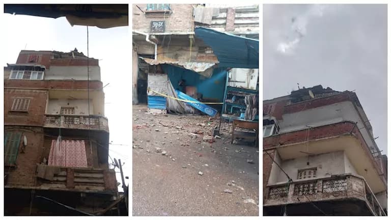 انهيار جزء من عقار في الحضرة بالإسكندرية