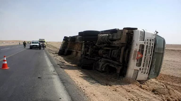 Two hurt in truck crash on Al-Obaidat Road