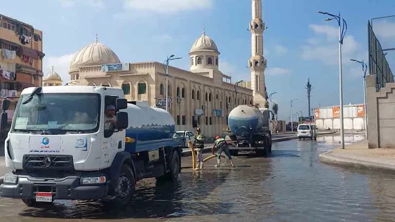 Flooded Streets in Port Said Suburbs