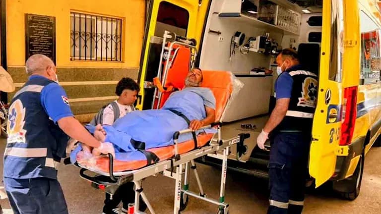 Muhammad Ragab's father returns home with ambulance team