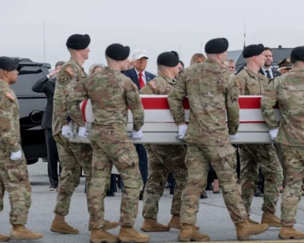 Trump at soldier repatriation ceremony