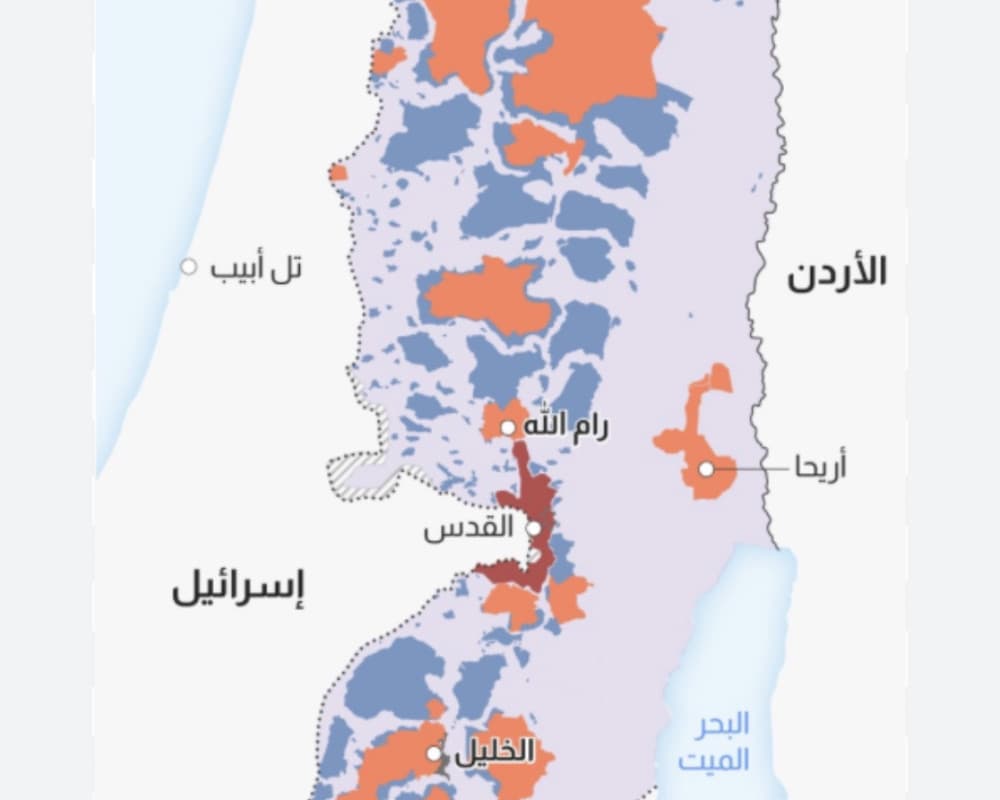 خريطة إسرائيلية تبرز تقلص نفوذ السلطة