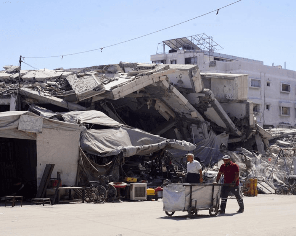 Gaza residential building collapse rescue