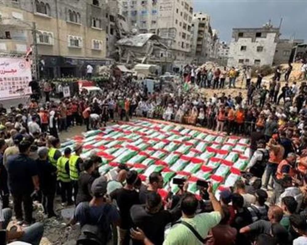 Funeral for 75 Gaza Martyrs