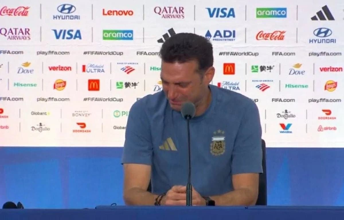 Argentina coach tears up during press conference