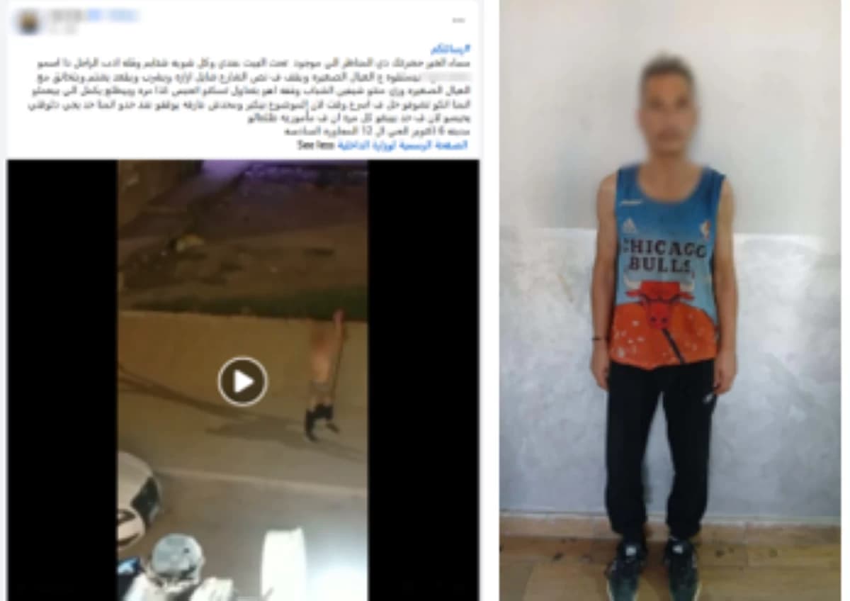 شاب عارٍ يعتدي في الجيزة