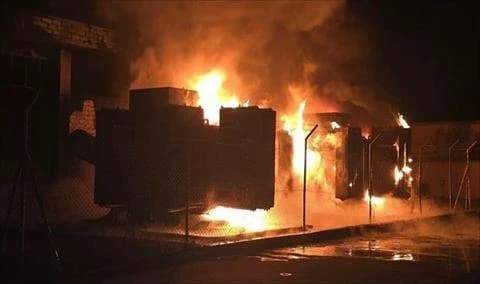 احتراق محطة جنوب الزاوية في ليبيا