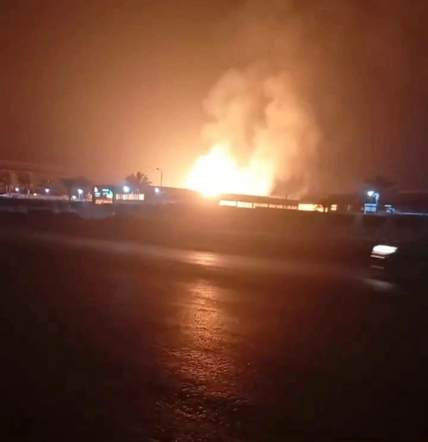 Fire at Port Said paint warehouse