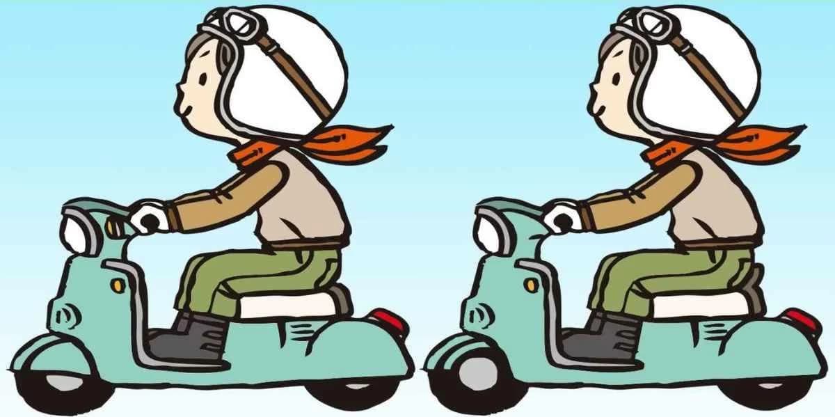 Identify 3 differences in the motorcycle image