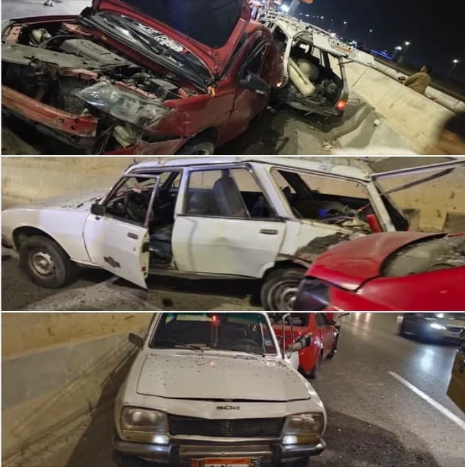 Two cars destroyed in Suez Road crash