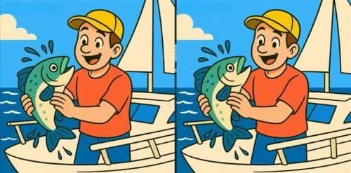 Find 3 differences in man fishing