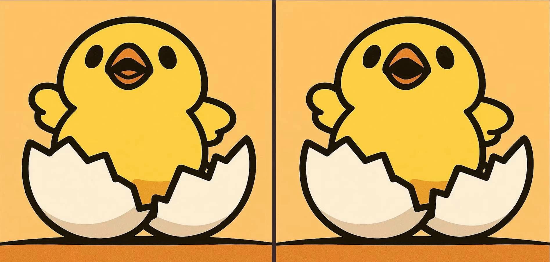 Find the 3 differences in the chick puzzle