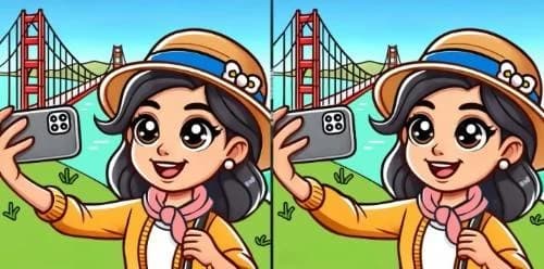 Find 3 differences in girl selfie