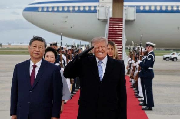 Trump's reaction as US bombers fly by