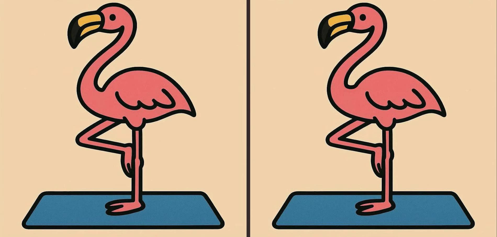 Identify 3 differences in a flamingo image in 33 seconds