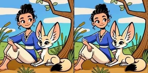 Find the three differences in the girl and fox puzzle