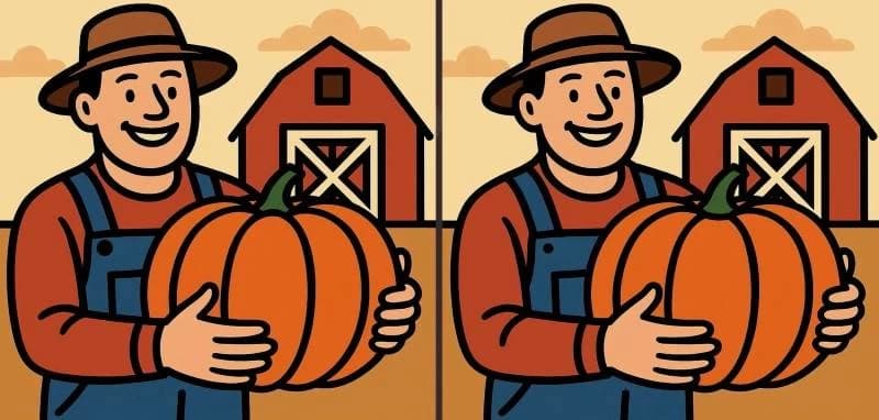 Farmer with squash: Find three differences