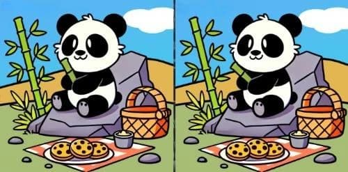 Find the three differences in the panda puzzle