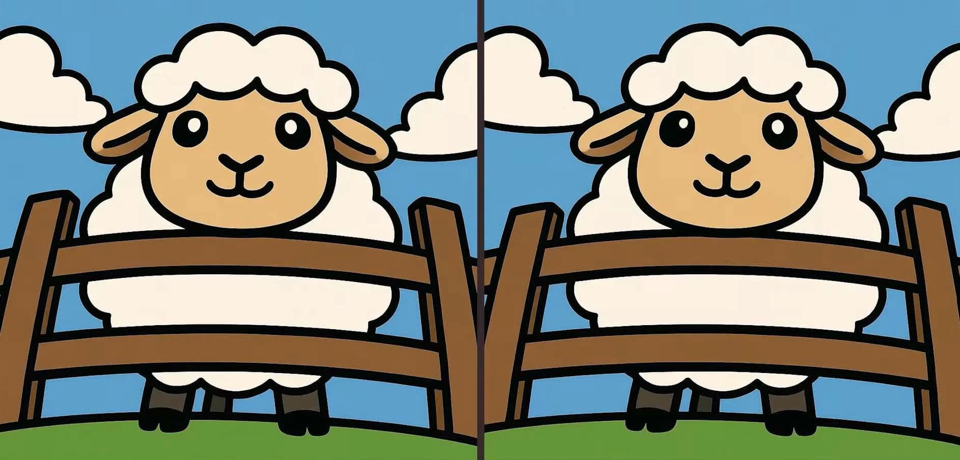 Spot the three differences in the sheep puzzle
