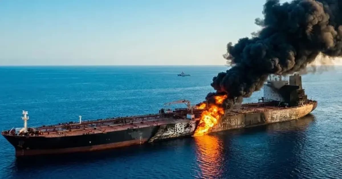 Mine-hit tanker explodes