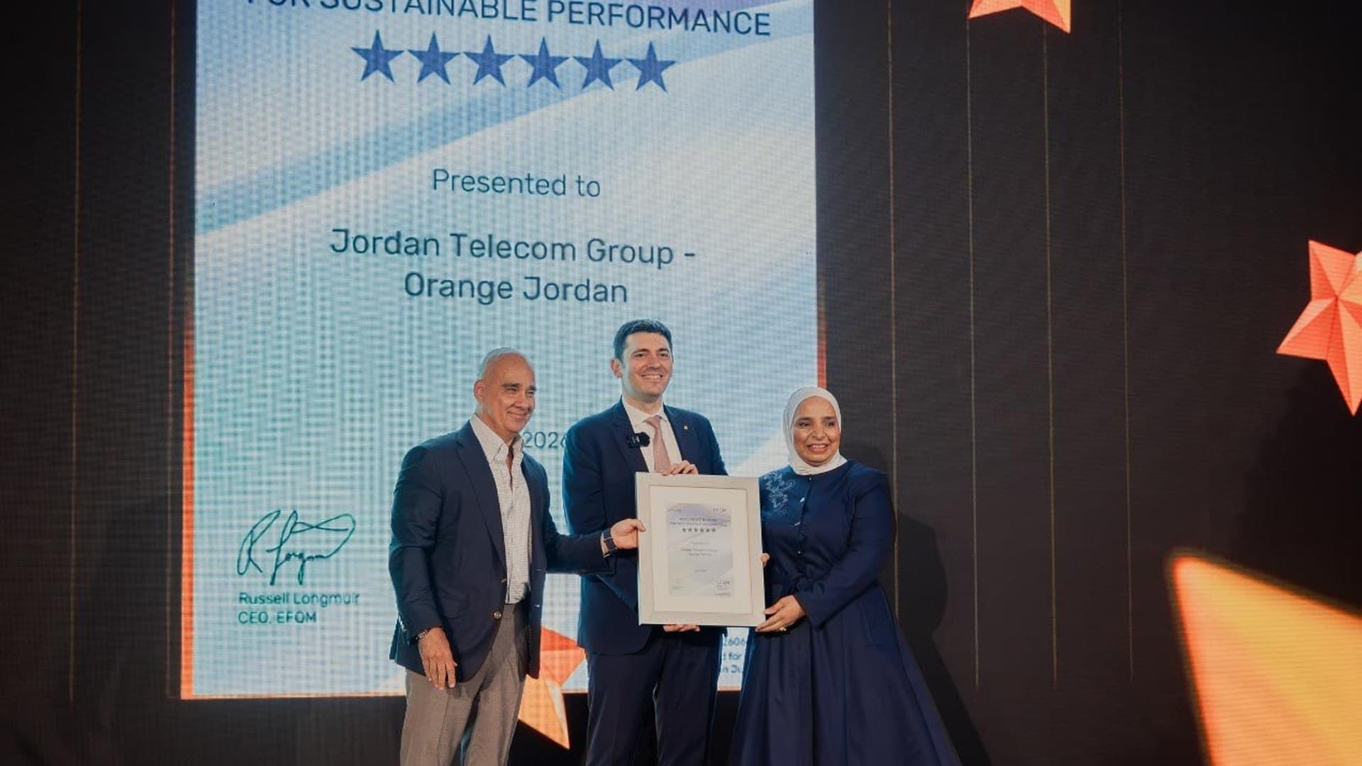أورنج الأردن تحصل على تقييم 6 نجوم عالمي