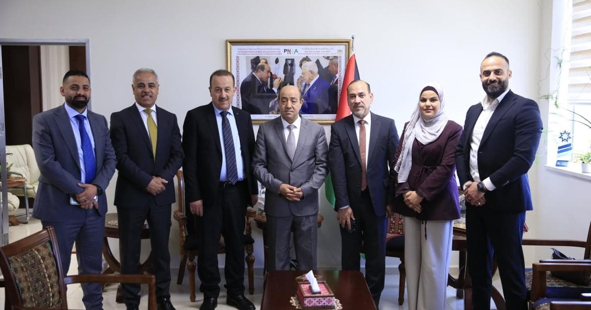 Palestinian National School of Administration Welcomes Arab Islamic Bank Delegation to Discuss Cooperation