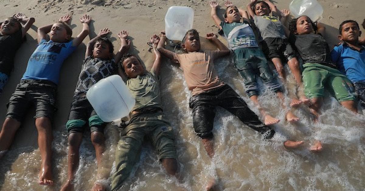Children in Gaza participate in beach swimming program