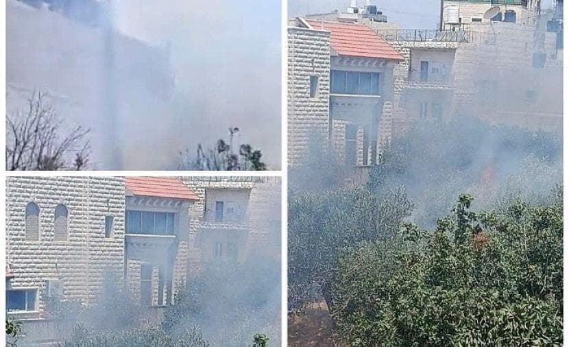 Fire in Beit Anan from gas bombs