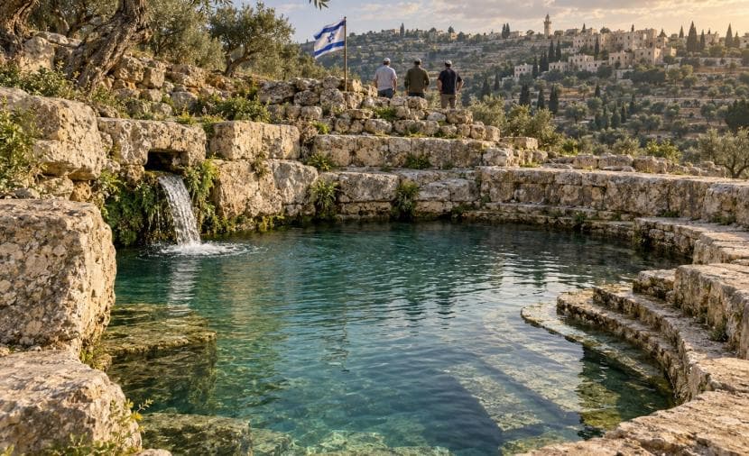 Settlers carry out rituals at Ras spring