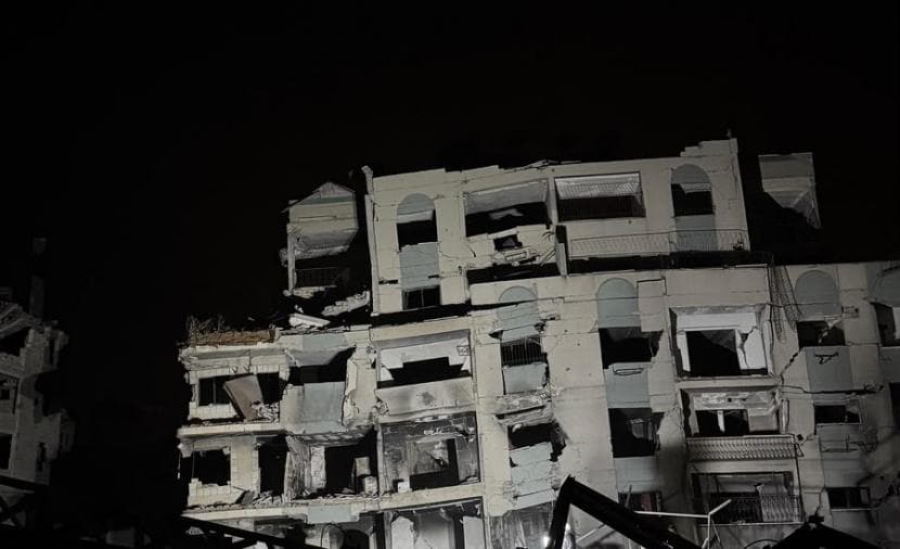 Gaza building housing displaced collapses