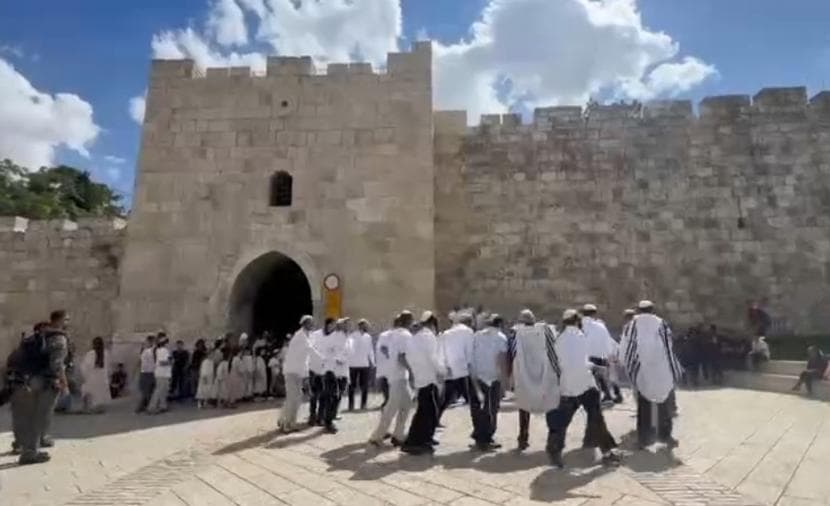 Settlers dance at Bab al-Sahra Jerusalem