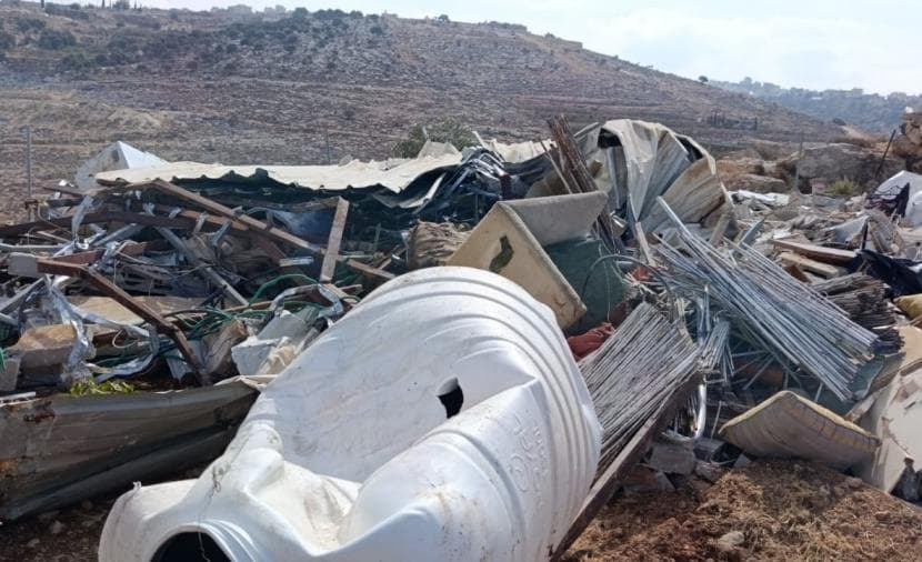 Occupation destroys farm structures west of Hebron