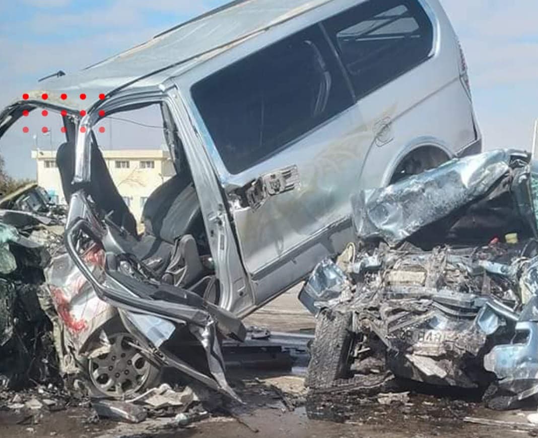 حادث اصطدام بين سبع مركبات في ناعور