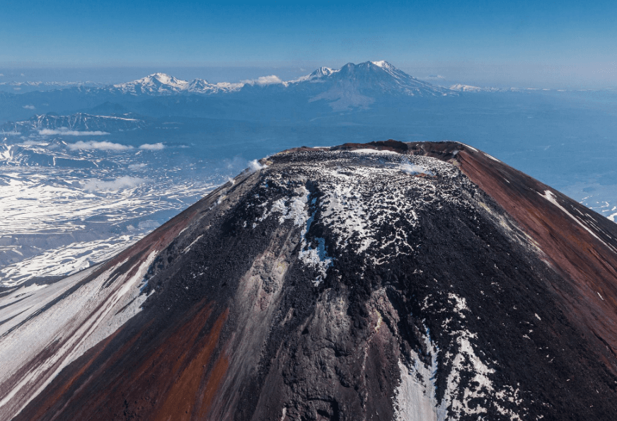 Aerial View of Kamchatka Volcano Eruption
