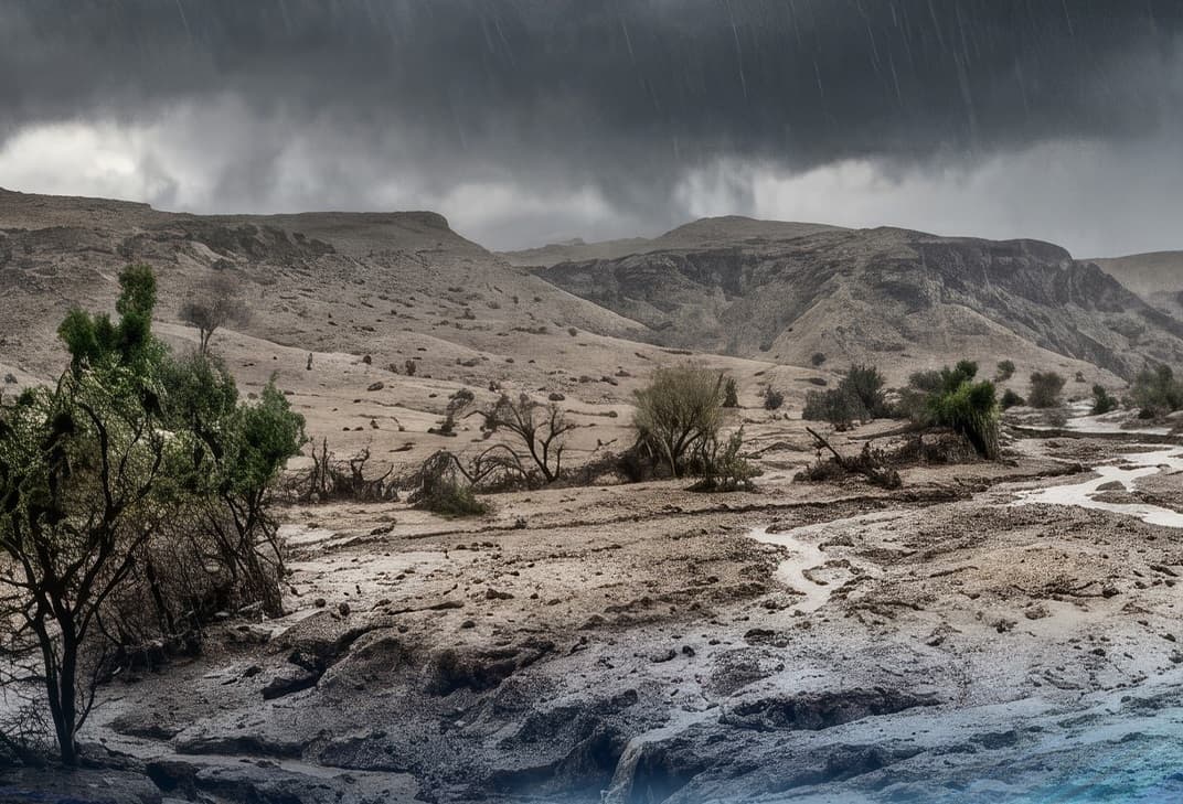 أمطار غزيرة وبرق وبرد تضرب أماكن الجفاف