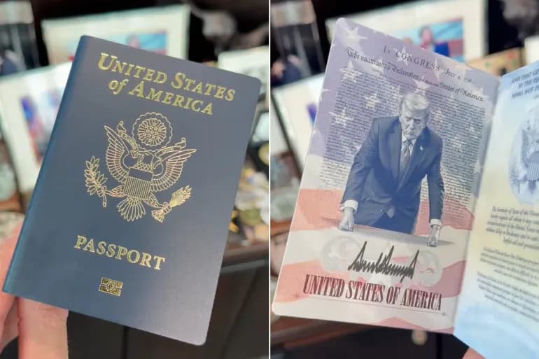 Eric Trump unveils new passport with father's photo