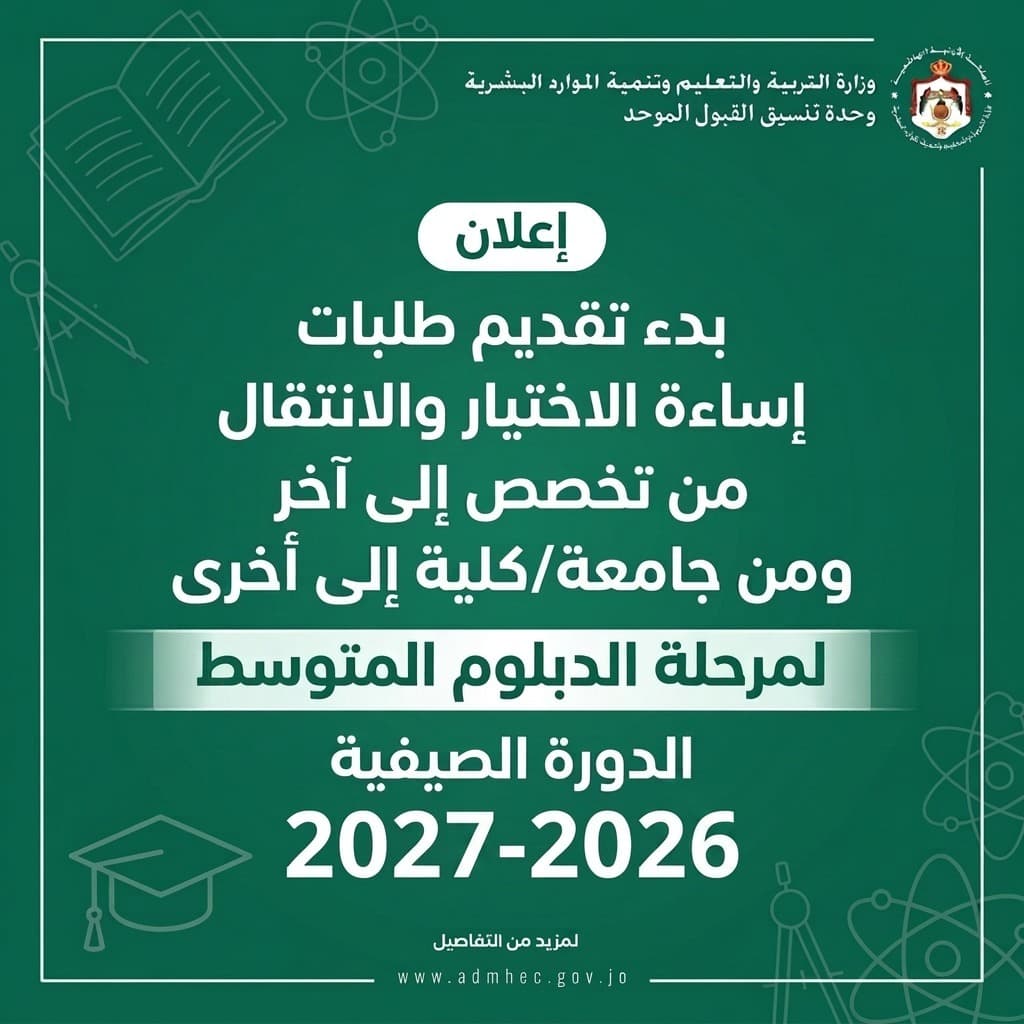 فتح باب طلبات انتقال التخصصات والجامعات للدبلوم