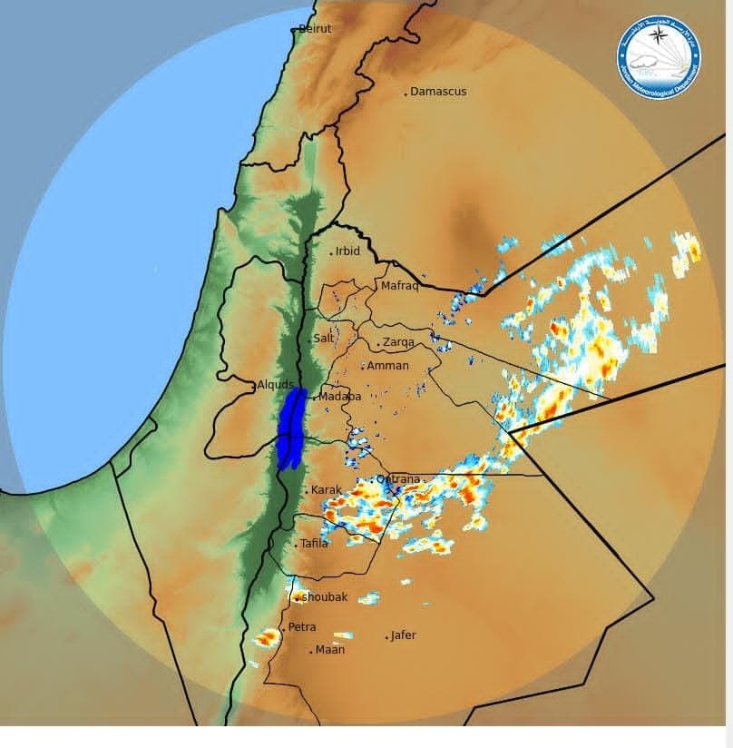 Heavy thunderstorms detected in Jordan