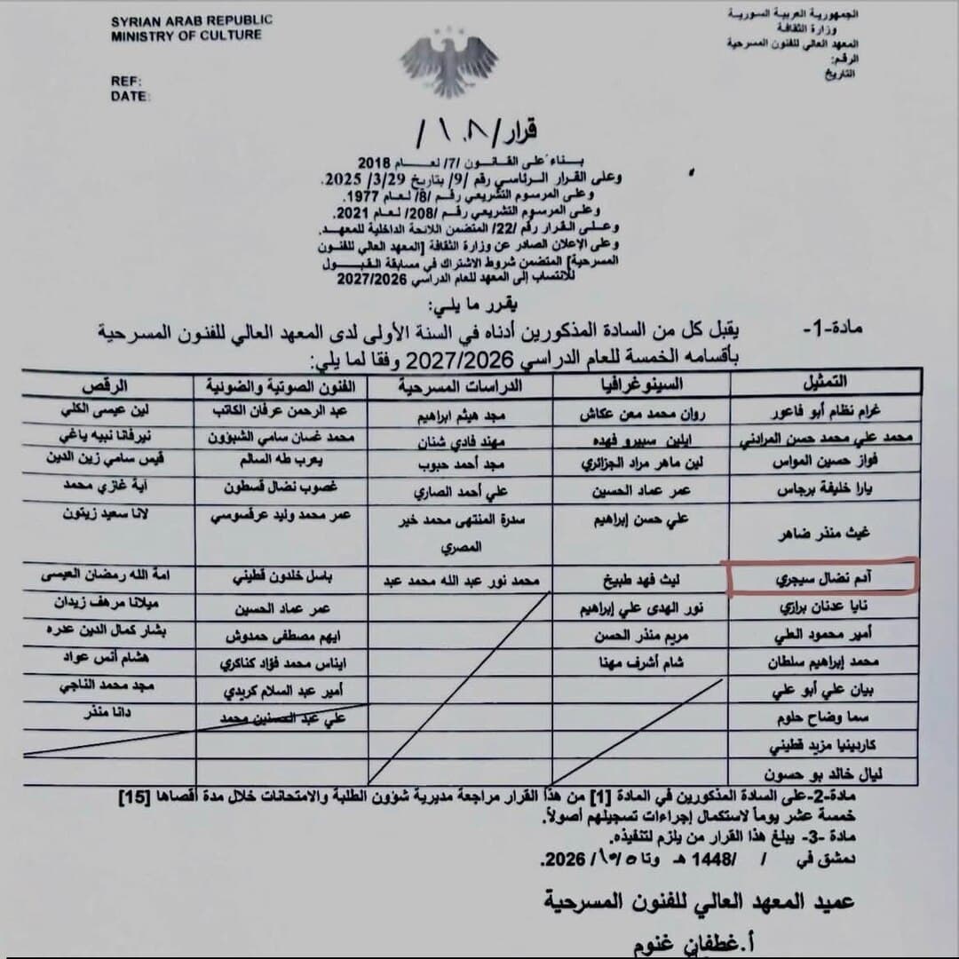Son of Nidal Sejri joins Dramatic Arts Institute