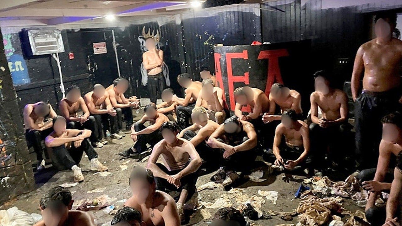 Food-covered pledges in hot frat basement