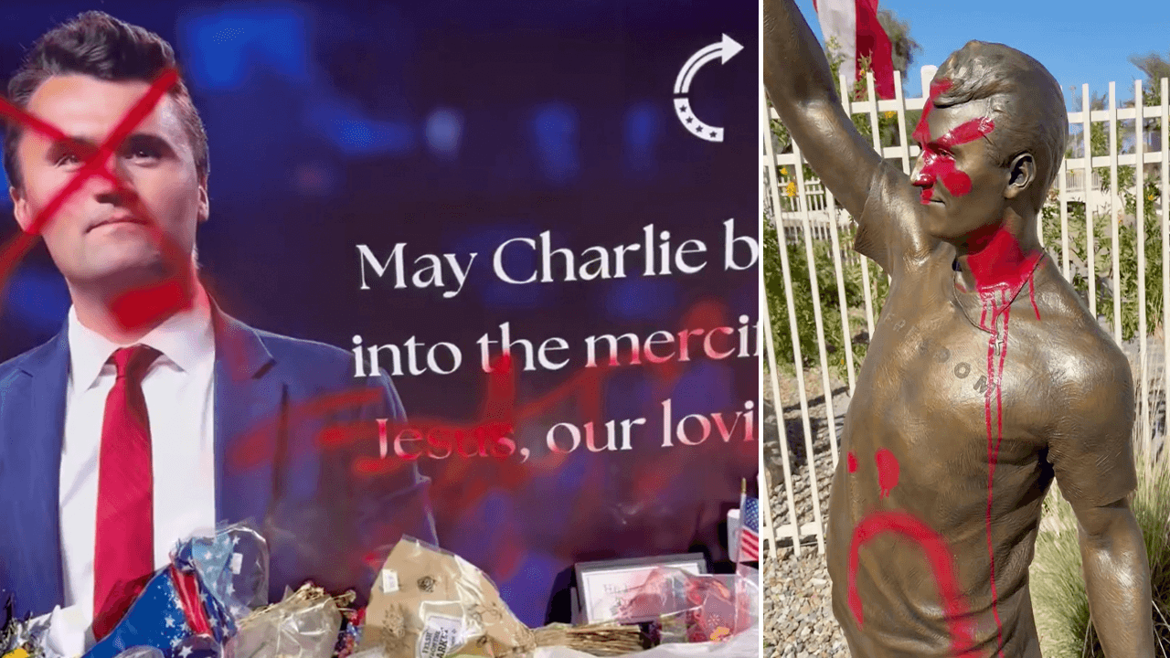 Charlie Kirk statue vandalized after year anniversary