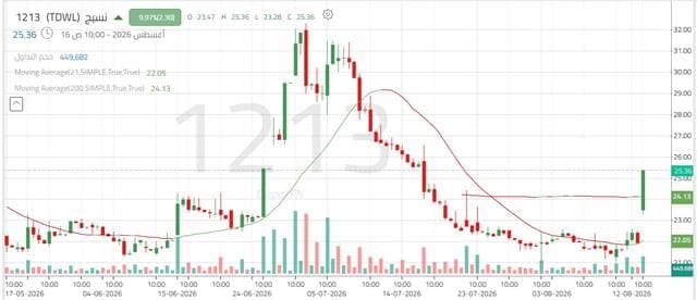 Naseej stock tests 23.40 SAR resistance